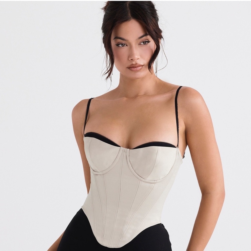 HOUSE OF CB 'Luette' Beige Satin Underwired Corset